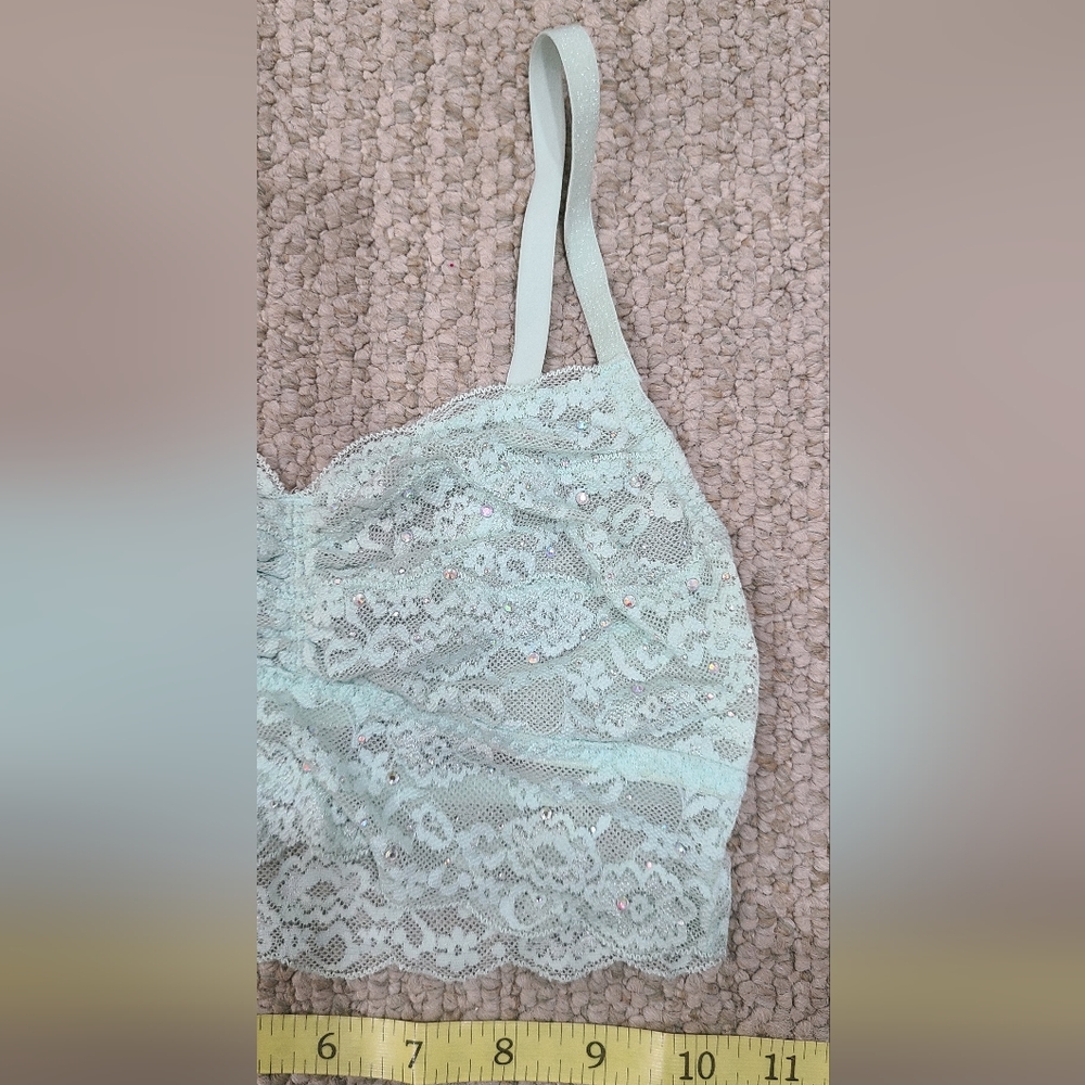 Victoria's Secret Pink Baby Blue Rhinestone Lace Bralette - Picture 3 of 6